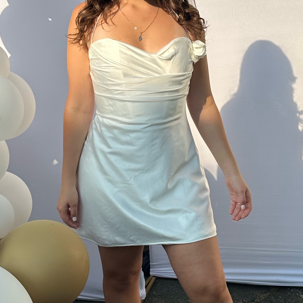 Meshki Otillie Rose Halter Mini Dress - White